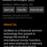 A job item from ZenBanx from previous query