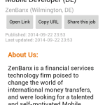 A job item from ZenBanx from previous query